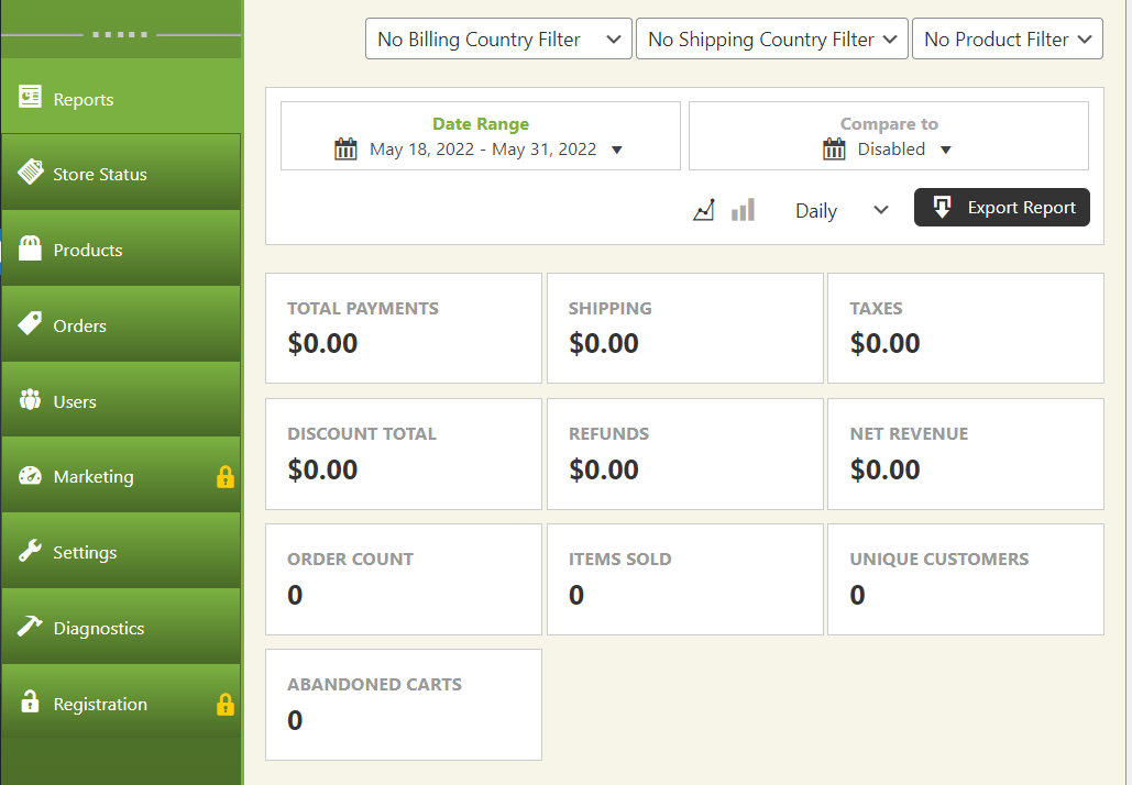 The WP Easy Cart configuration settings