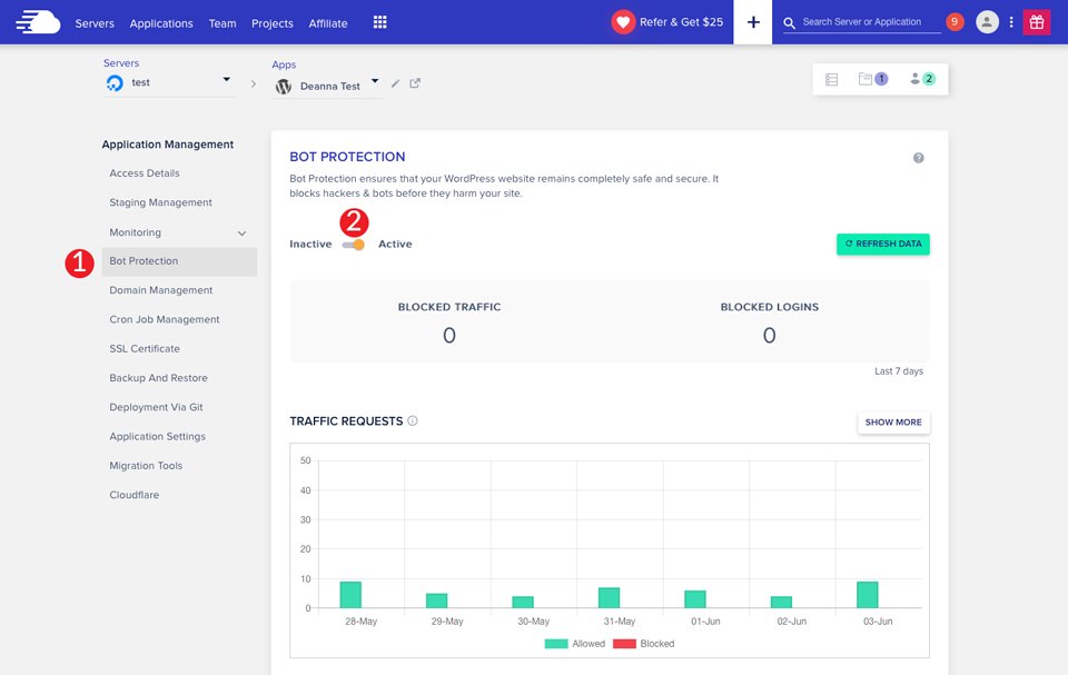 Divi Hosting Server Cloudways Bot Protection