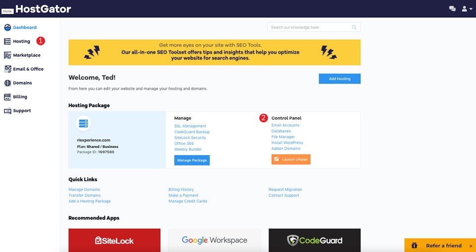 Hostgator 1-Click installs