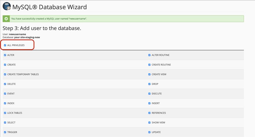 Assigning Database Privileges