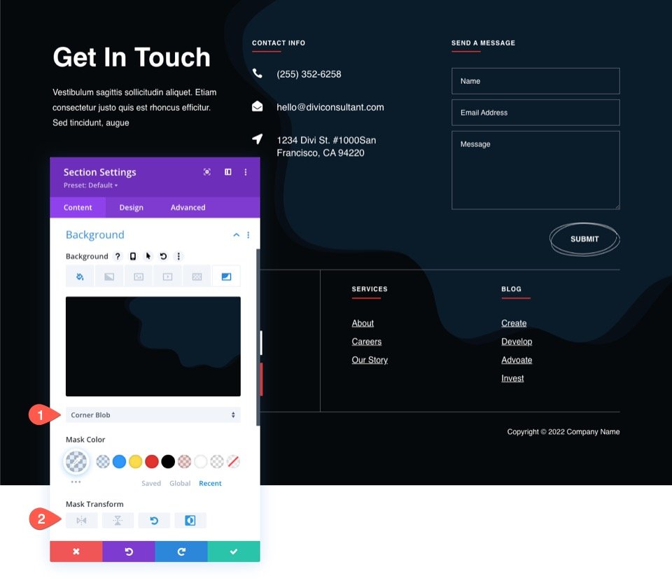 Footer Design with Divi Background Masks