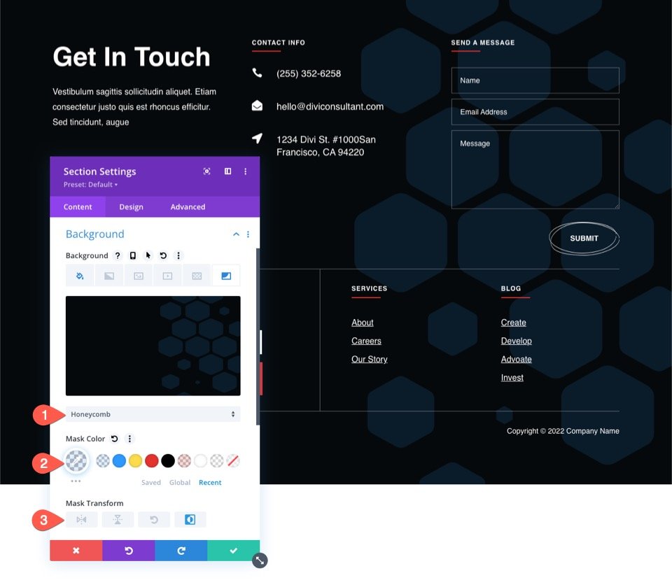 Footer Design with Divi Background Masks