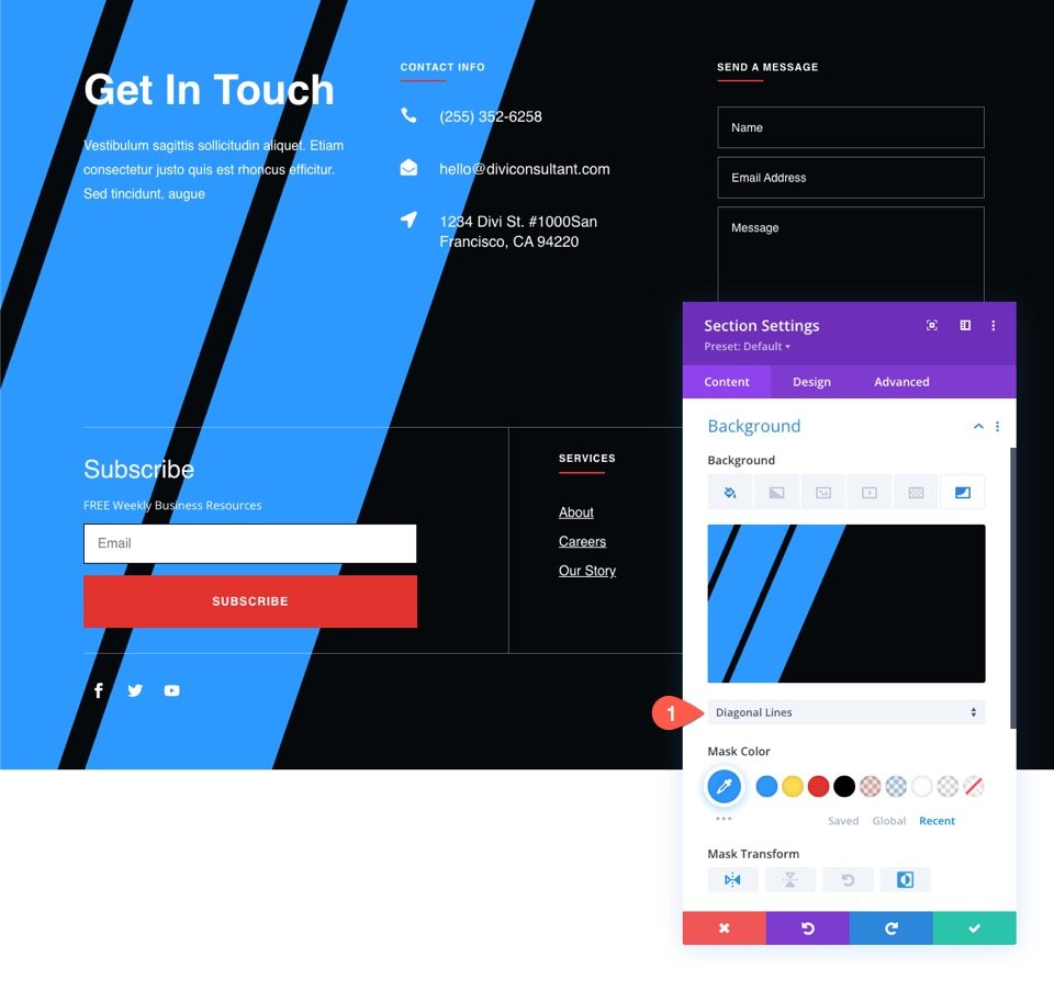 Footer Design with Divi Background Masks