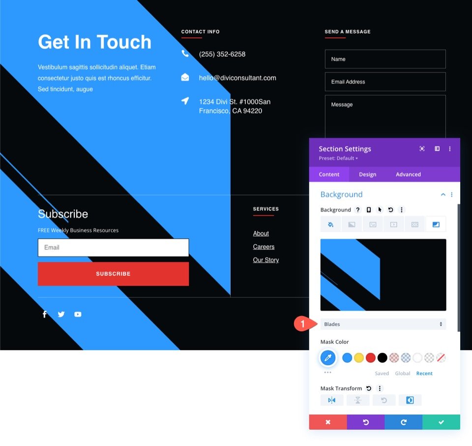 Footer Design with Divi Background Masks