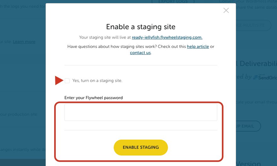 Enabling Your Flywheel WordPress Staging Site