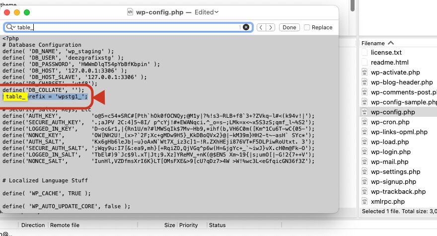 editing the wp-config file