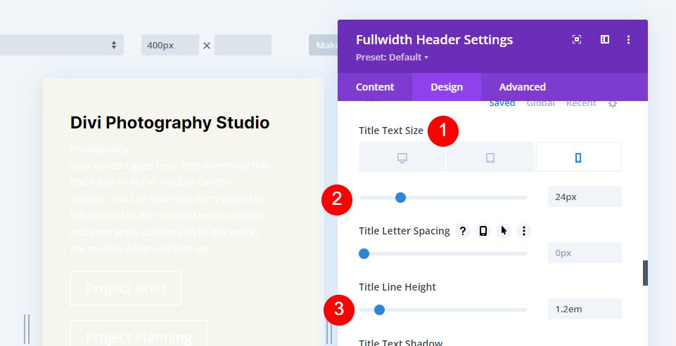 Fullscreen Header Module Settings