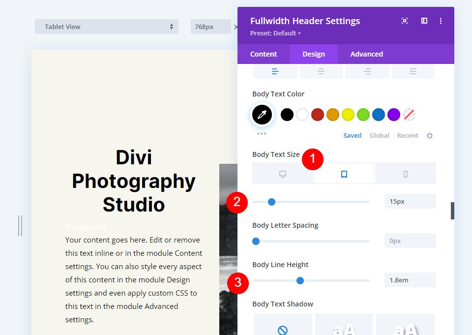 Fullscreen Header Module Settings