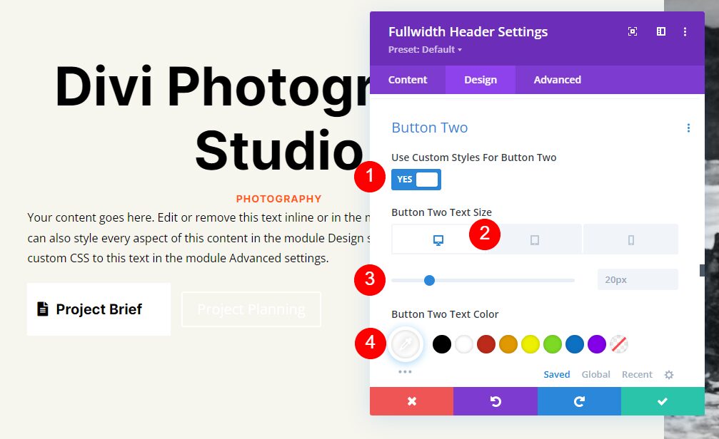 Fullscreen Header Module Settings