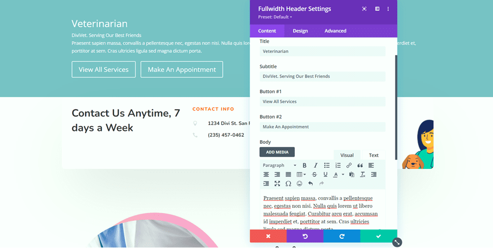 Divi Fullwidth Header Hero Section Add Content