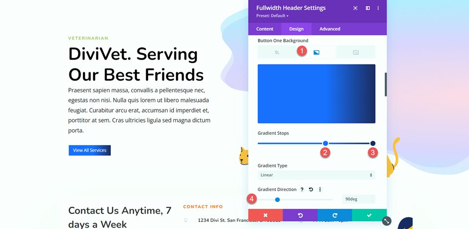 Divi Fullwidth Header Hero Section Button Background Gradient
