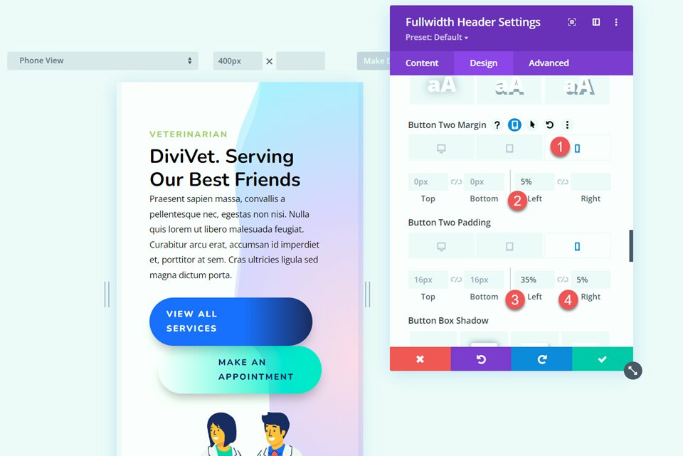 Divi Fullwidth Header Hero Section Button Two Margin Padding Mobile