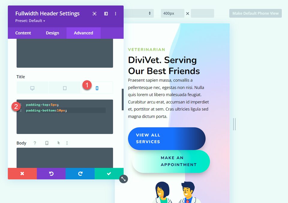 Divi Fullwidth Header Hero Section Title CSS Mobile
