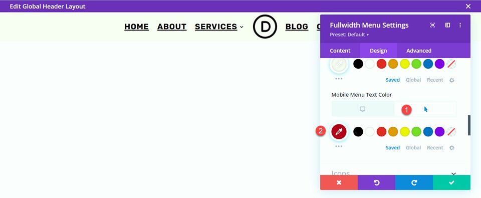 Divi Style Cart Search Icons Fullwidth Menu Layout 1 Mobile Text Hover
