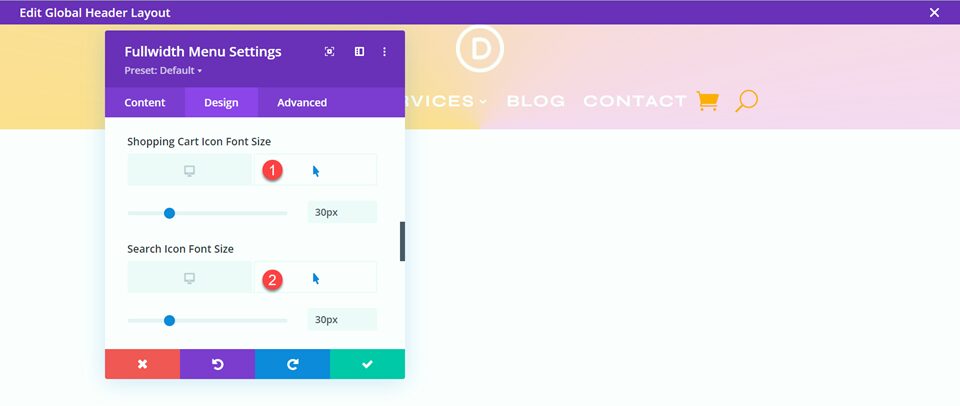 Divi Style Cart Search Icons Fullwidth Menu Layout 2 Hover Icon