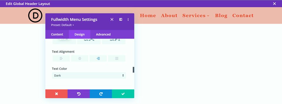 Divi Style Cart Search Icons Fullwidth Menu Layout 3 Text Alignment