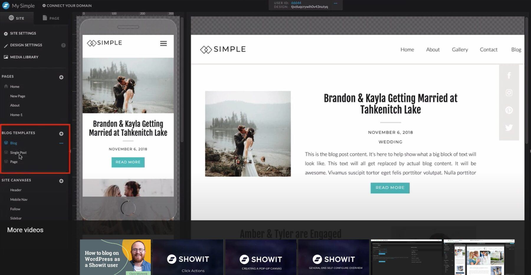 Showit Blog and Single Post Template Editor