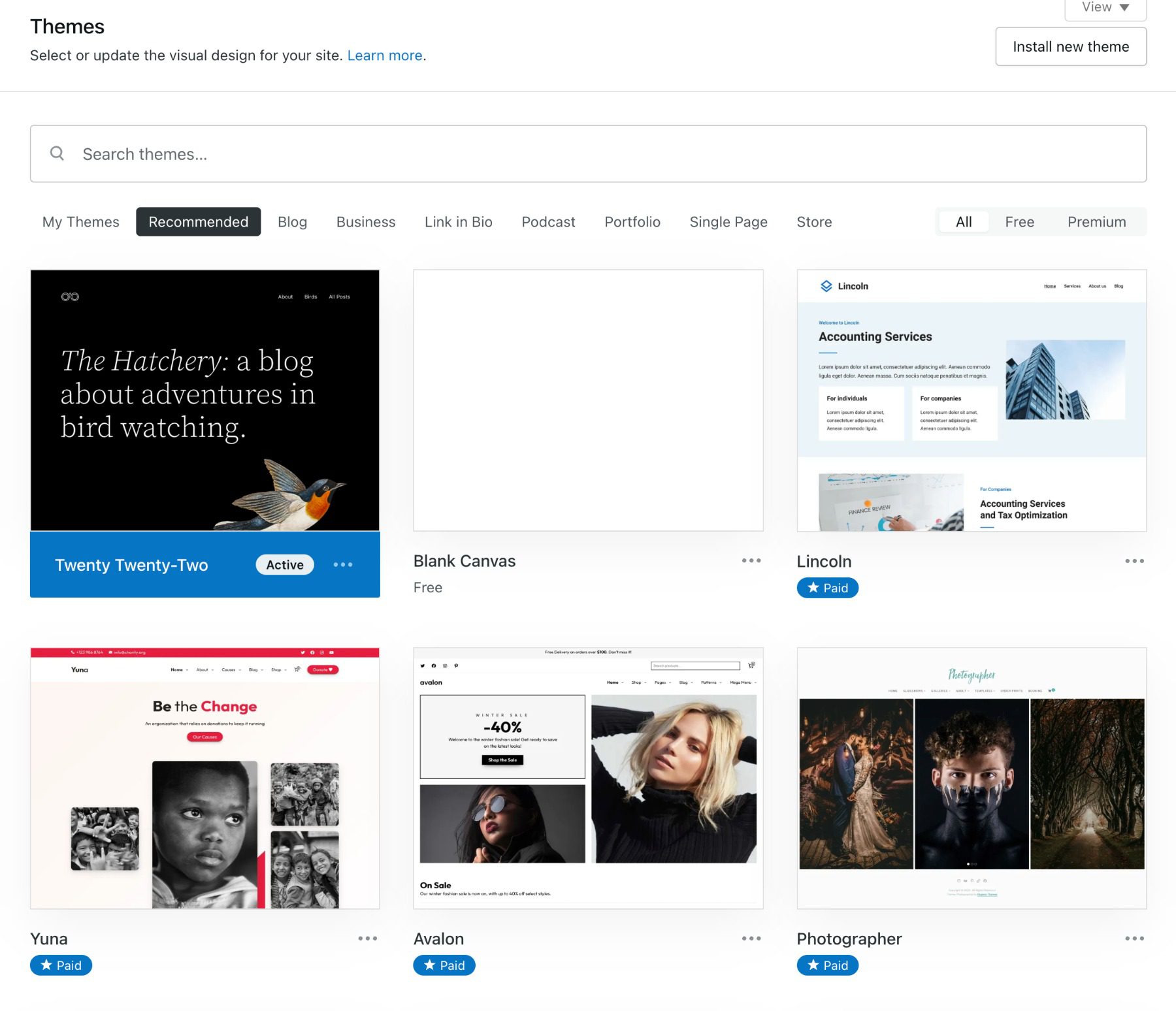 WordPress CMS themes