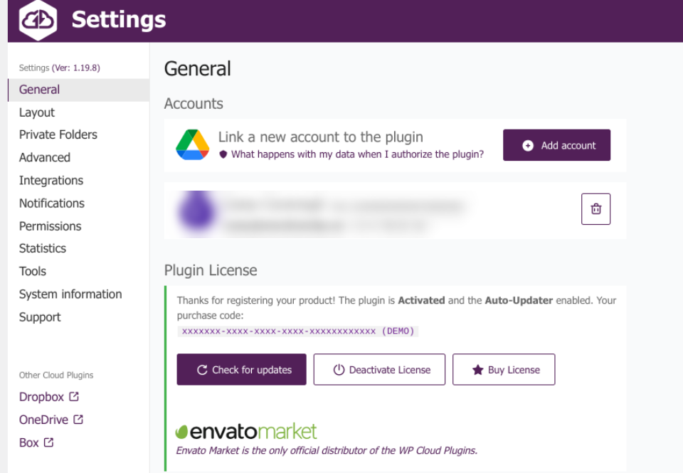 The Use-your-Drive plugin dashboard.