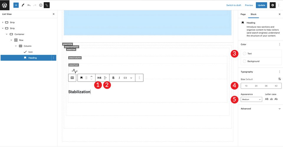 Icon Headline Settings