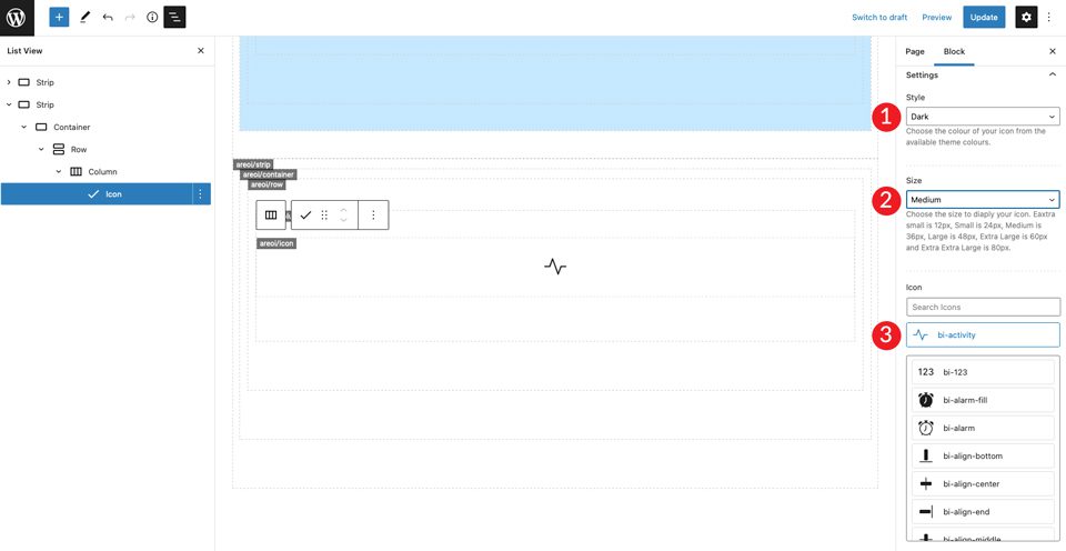 WordPress Bootstrap Icon Settings