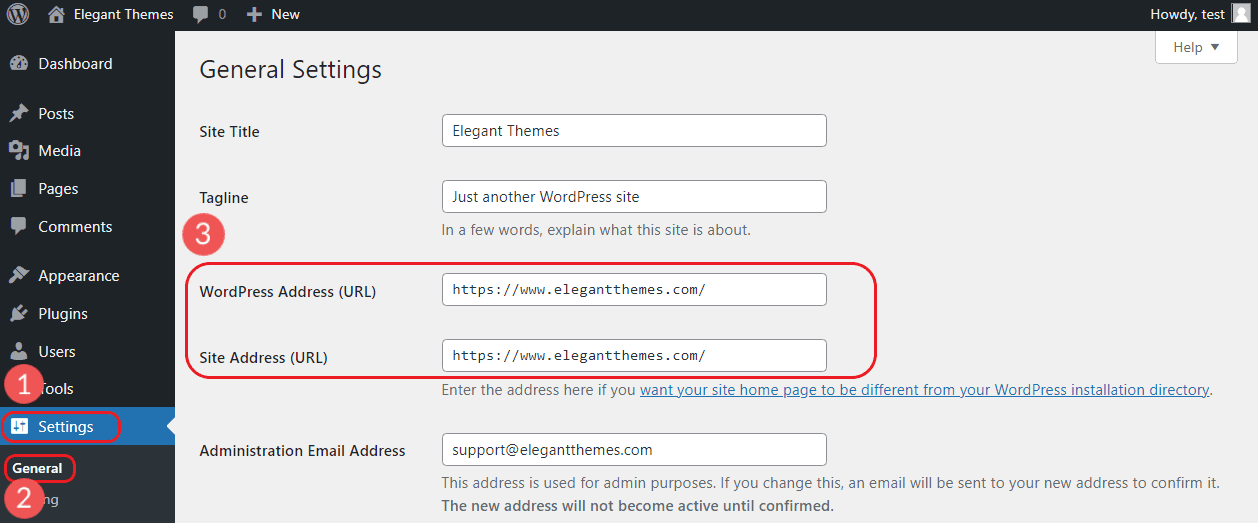 WordPress Settings - General - Website URL - www vs. non-www