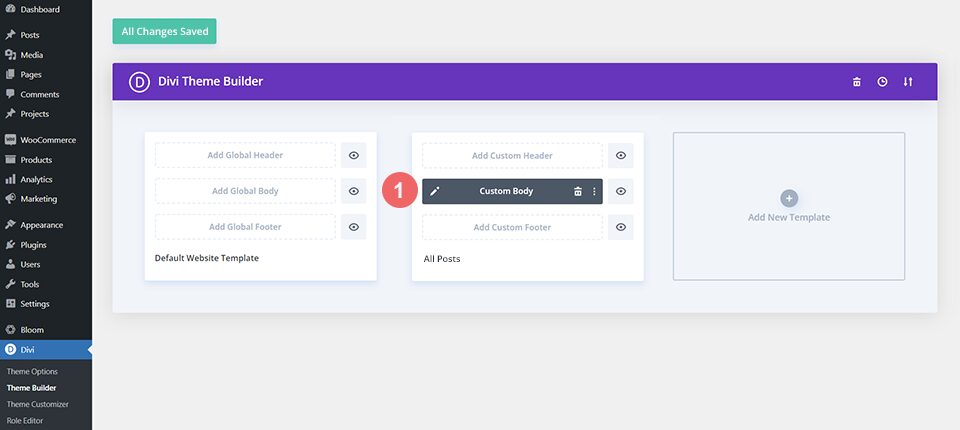 Begin editing the blog post body template within the Divi Builder