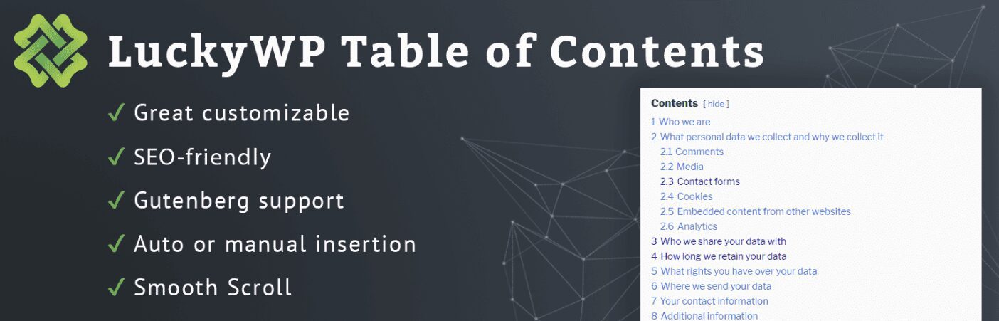 LuckyWP Table of Contents plugin. 