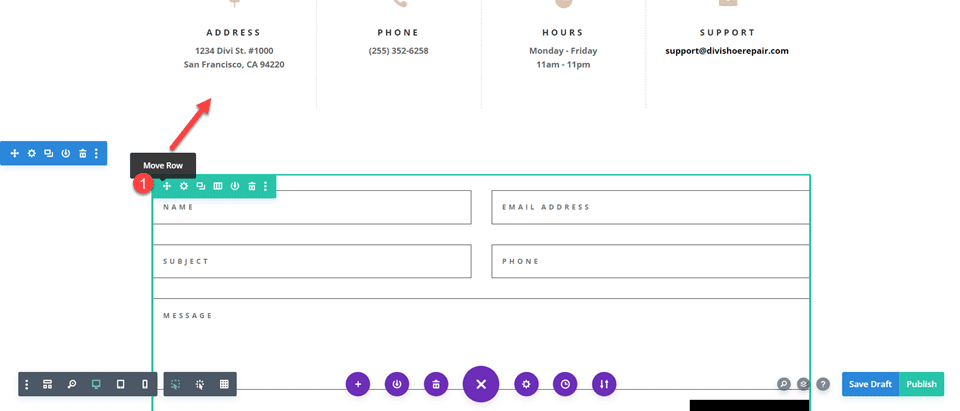 Divi Contact Form Layouts With Inline and Fullwidth Fields Layout 1 Move Row