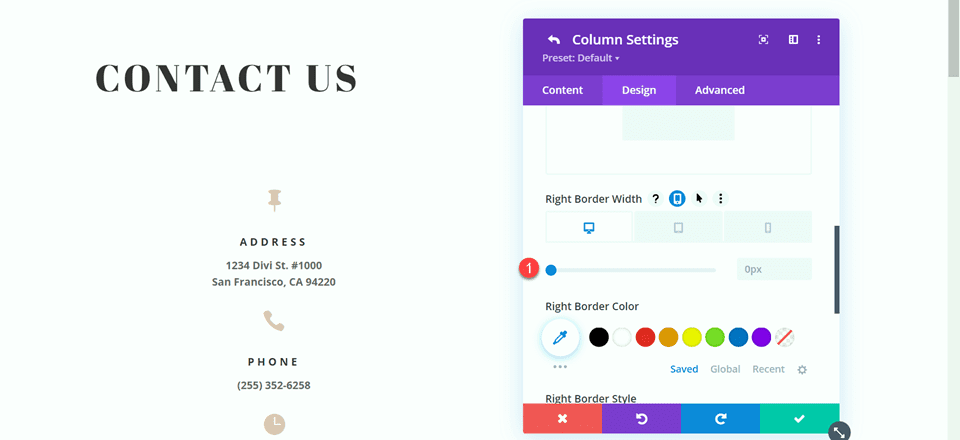 Divi Contact Form Layouts With Inline and Fullwidth Fields Layout 2 Right Border