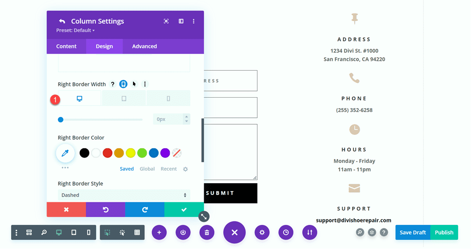 Divi Contact Form Layouts With Inline and Fullwidth Fields Layout 3 Border Width