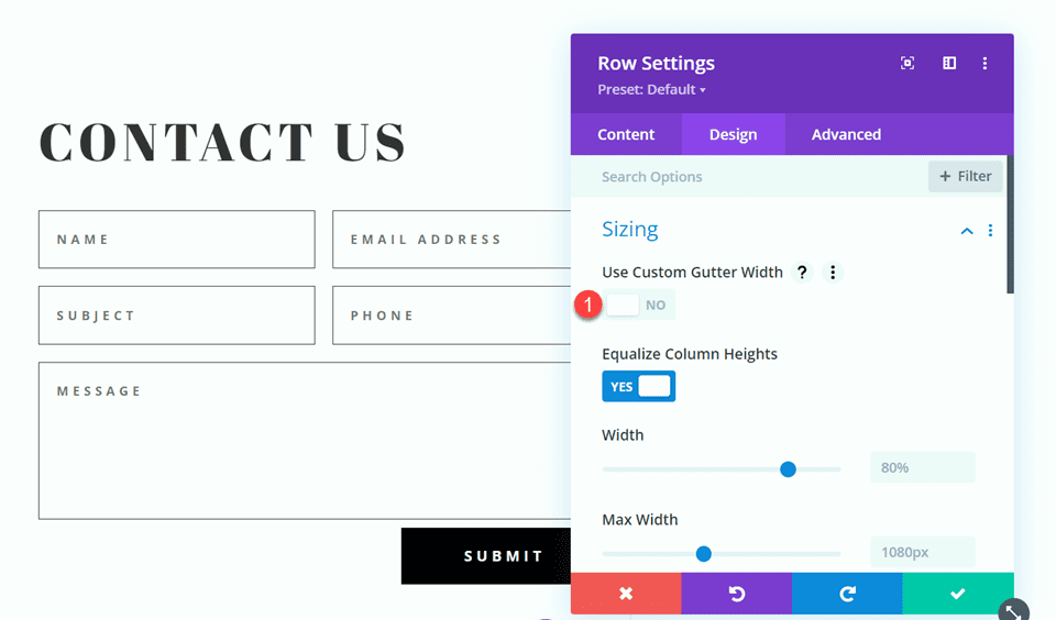 Divi Contact Form Layouts With Inline and Fullwidth Fields Layout 3 No Custom Gutter Width