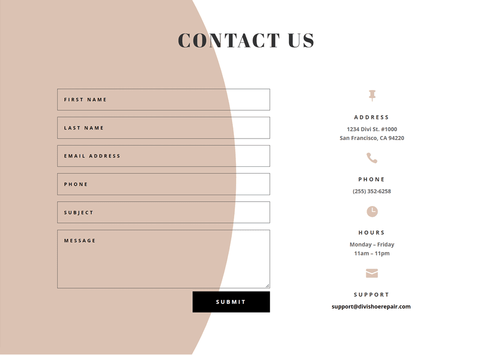 Divi Contact Form Layouts With Inline and Fullwidth Fields Layout 4 Final Design