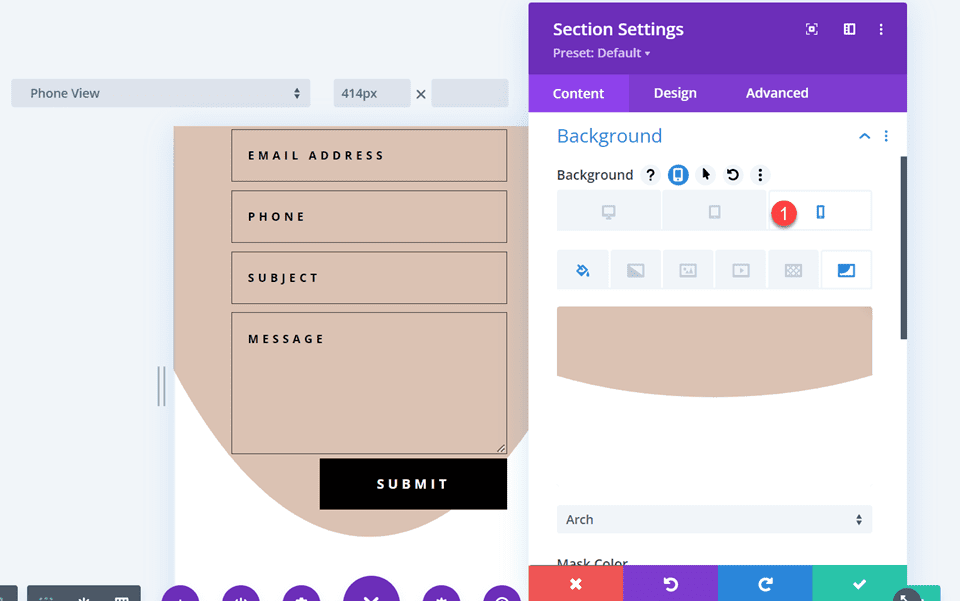 Divi Contact Form Layouts With Inline and Fullwidth Fields Layout 4 Responsive Background Mask