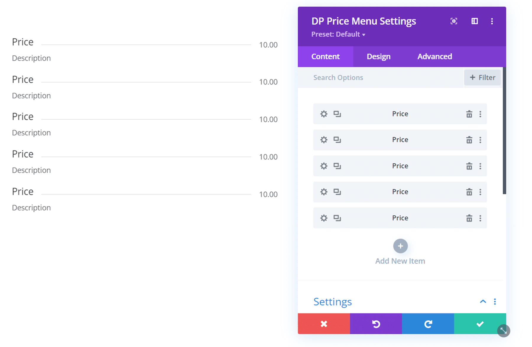 Divi Plugin Highlight Divi ConKit Pro Price Menu