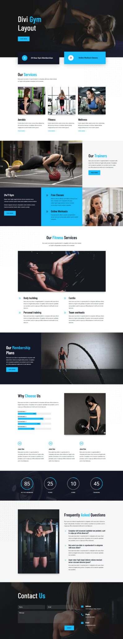 Divi Product Highlight Homepage 25 Divi Layout Pack Gym