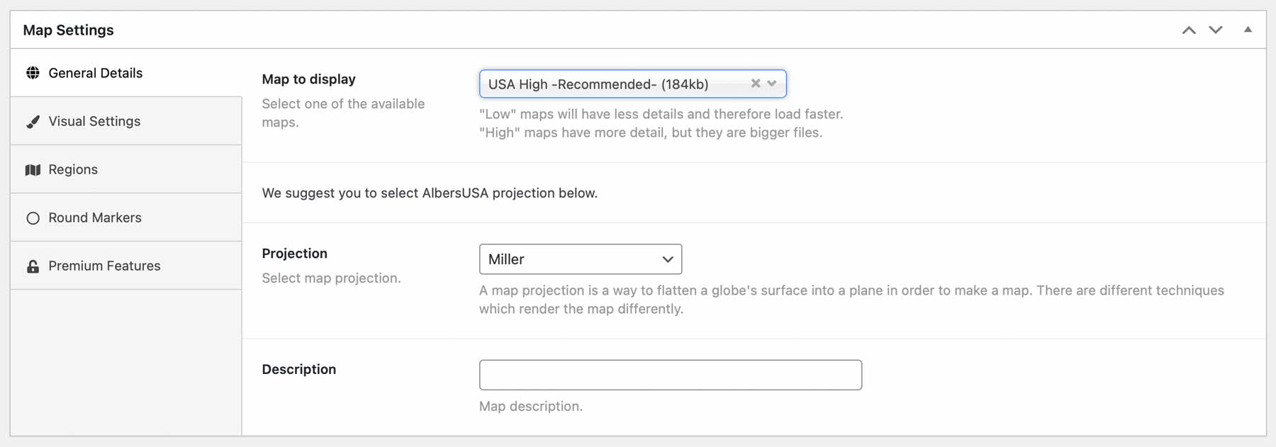 The interface for Interactive Geo Maps