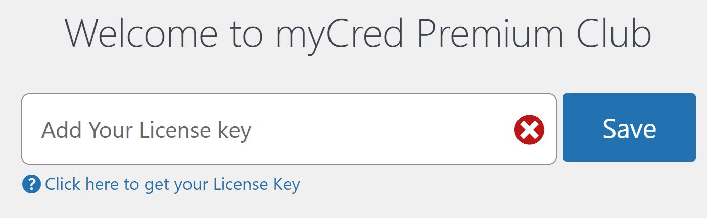 Adding a myCred license key.