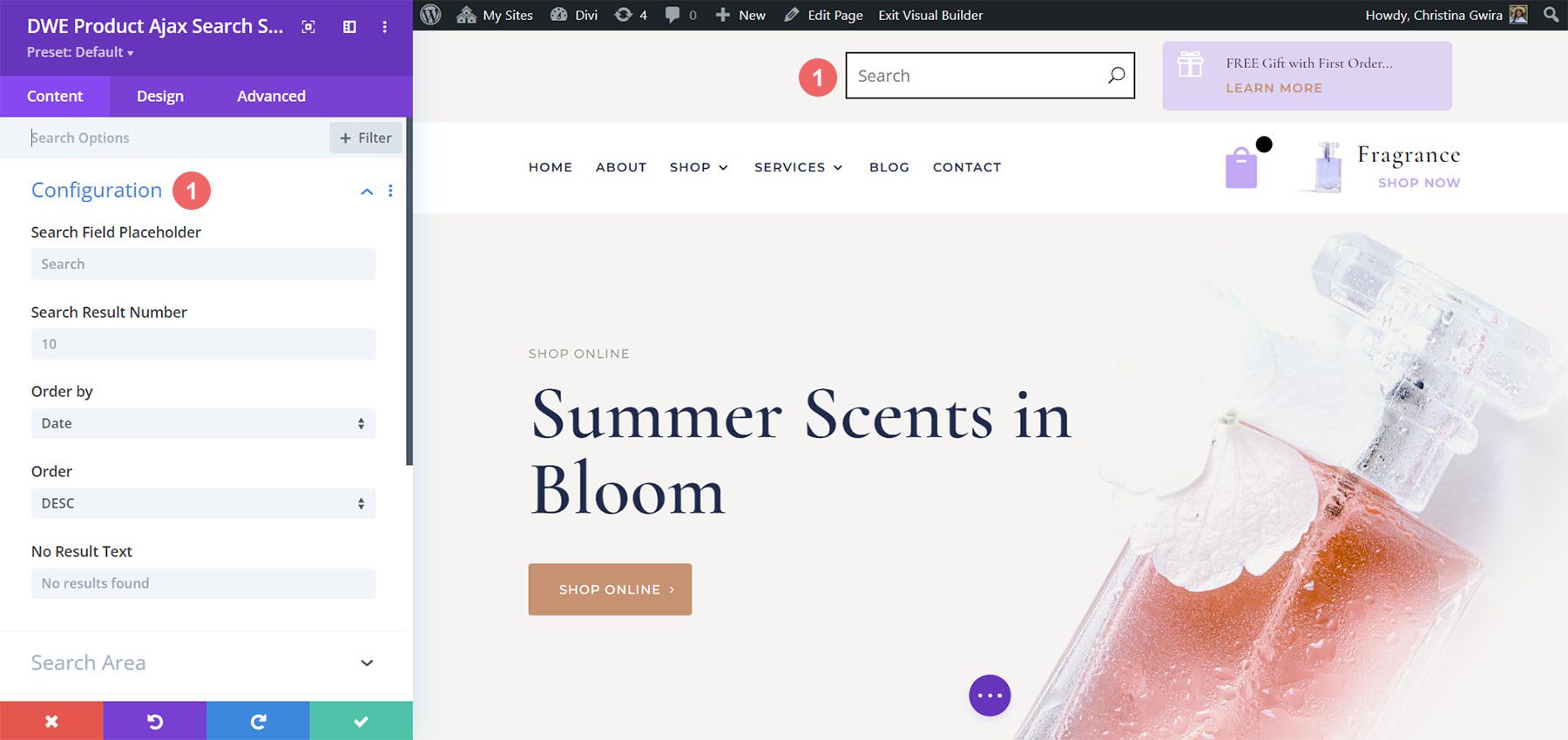 Divi WooCommerce Extended Product Ajax Search