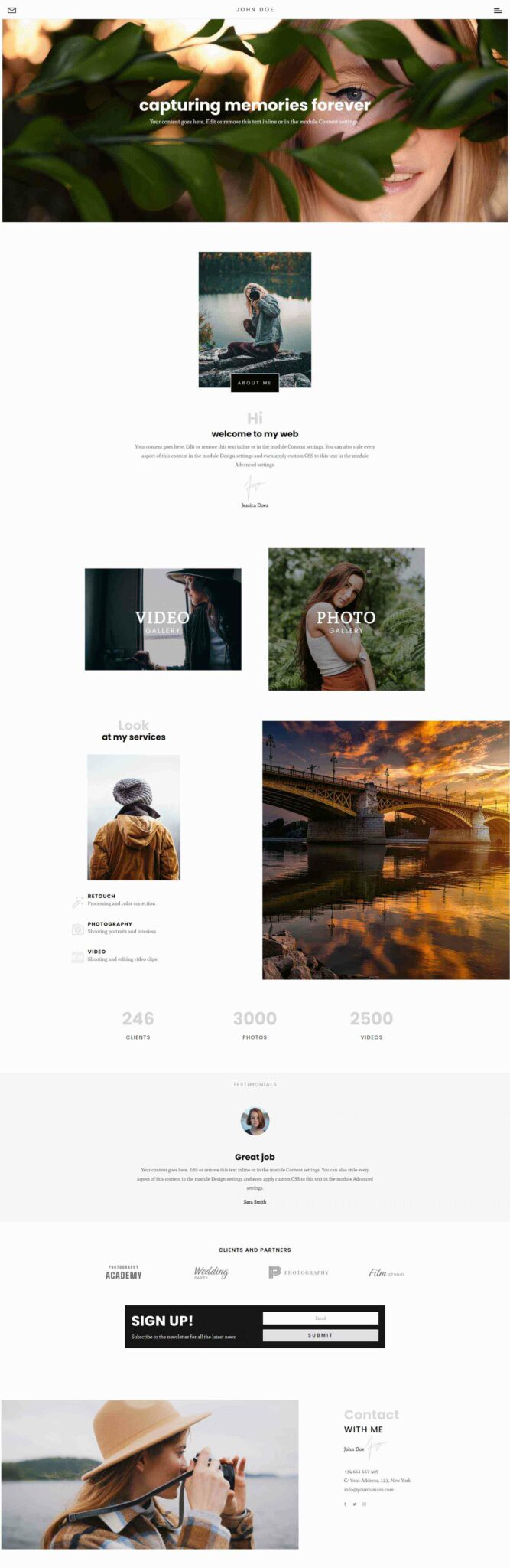 Divi Photography Portfolio- Home Pages