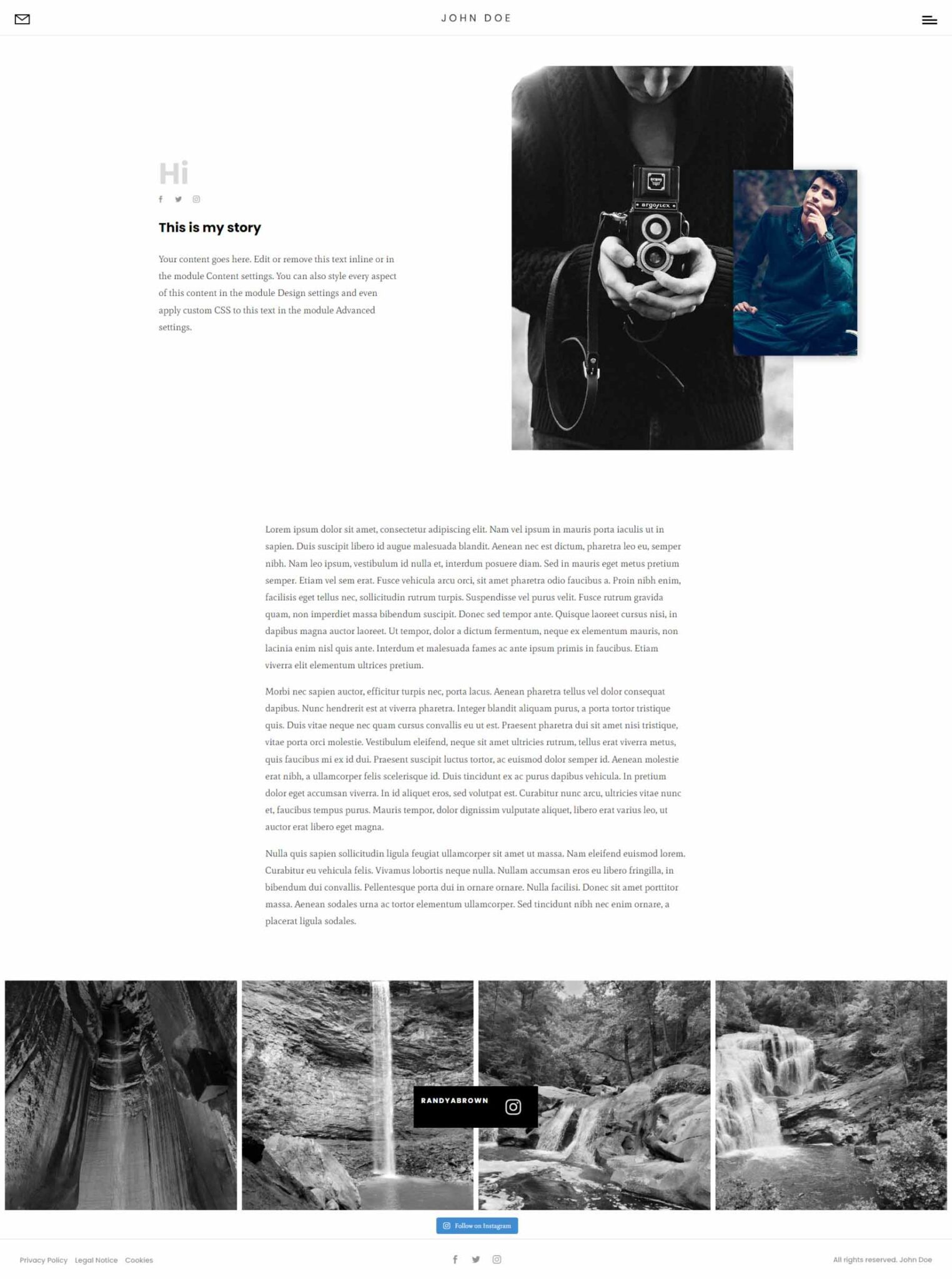 Divi Photography Portfolio- About Me Pages