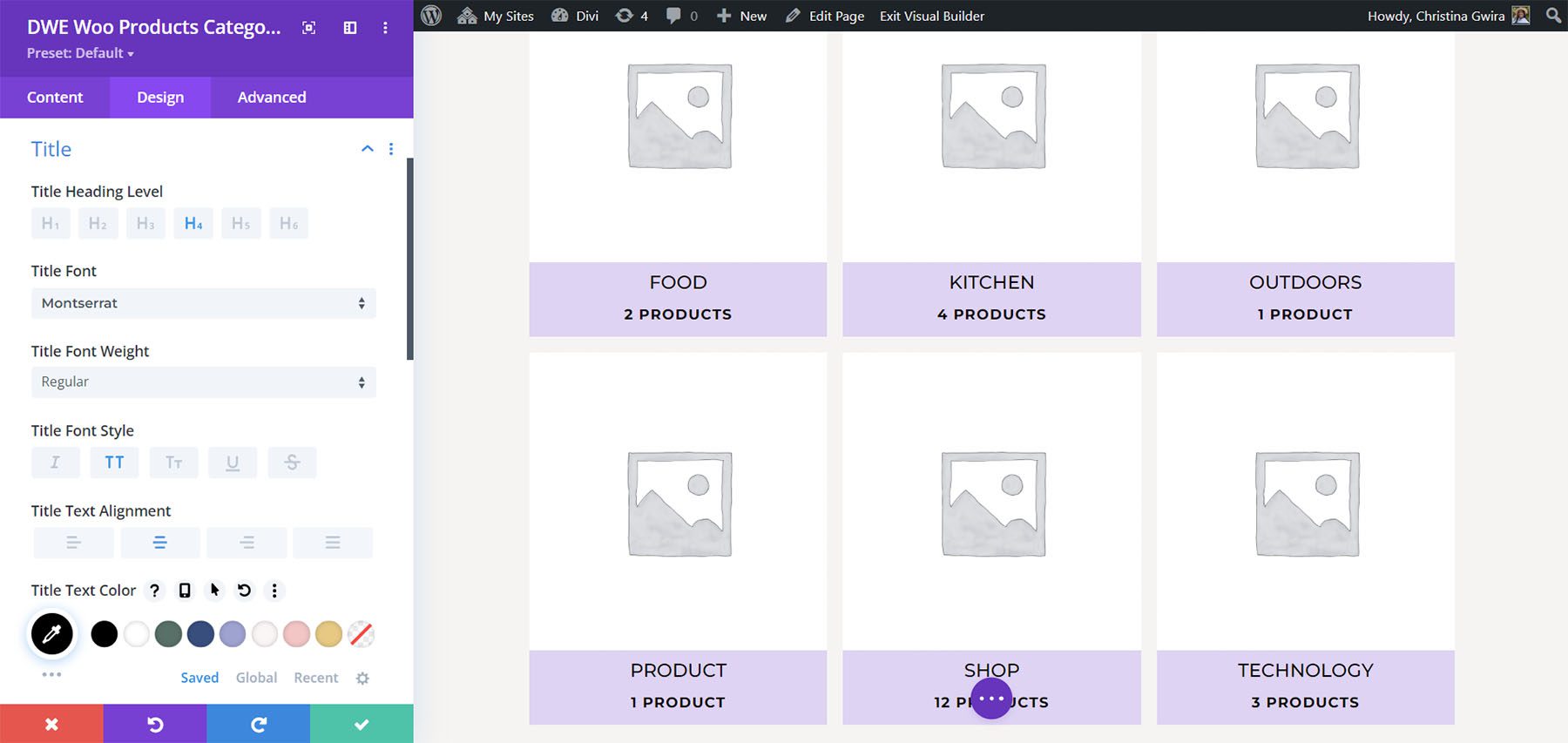 Divi WooCommerce Extended Products Categories