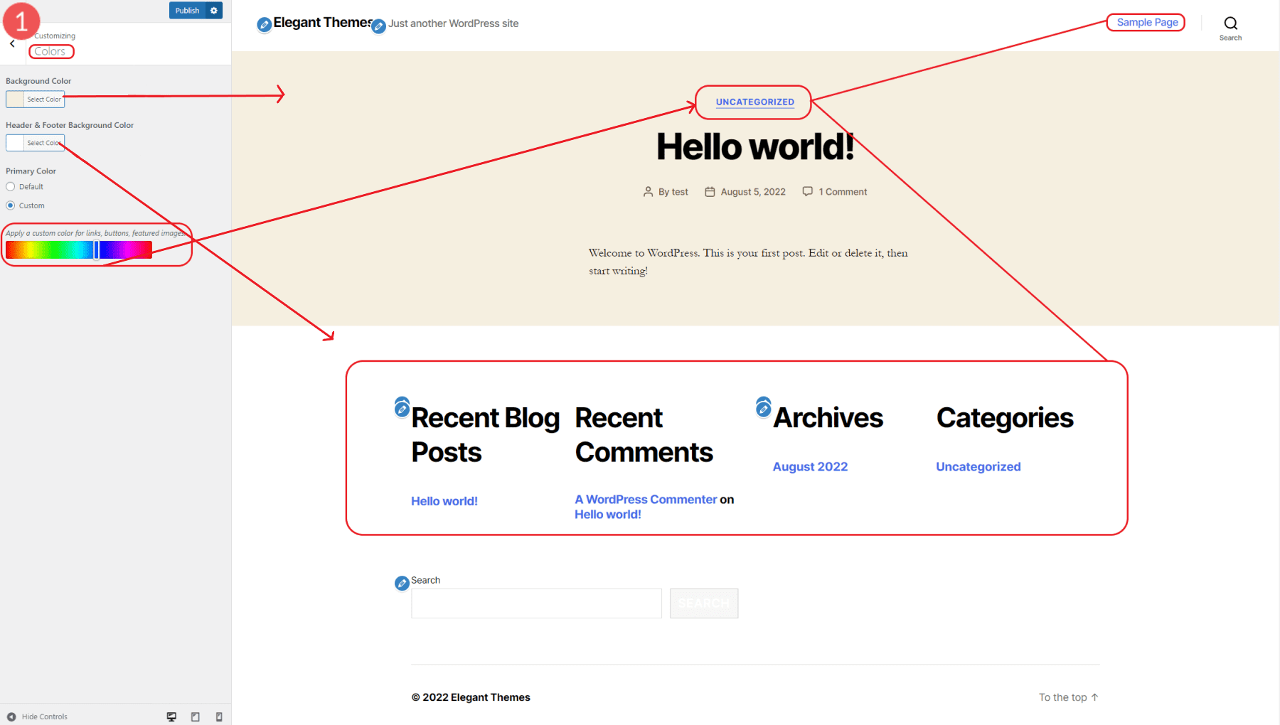 WP Customize - Edit WordPress Footer Step 7