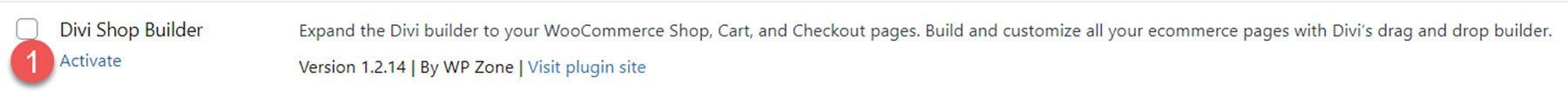 Divi Plugin Highlight Divi Shop Builder Activate