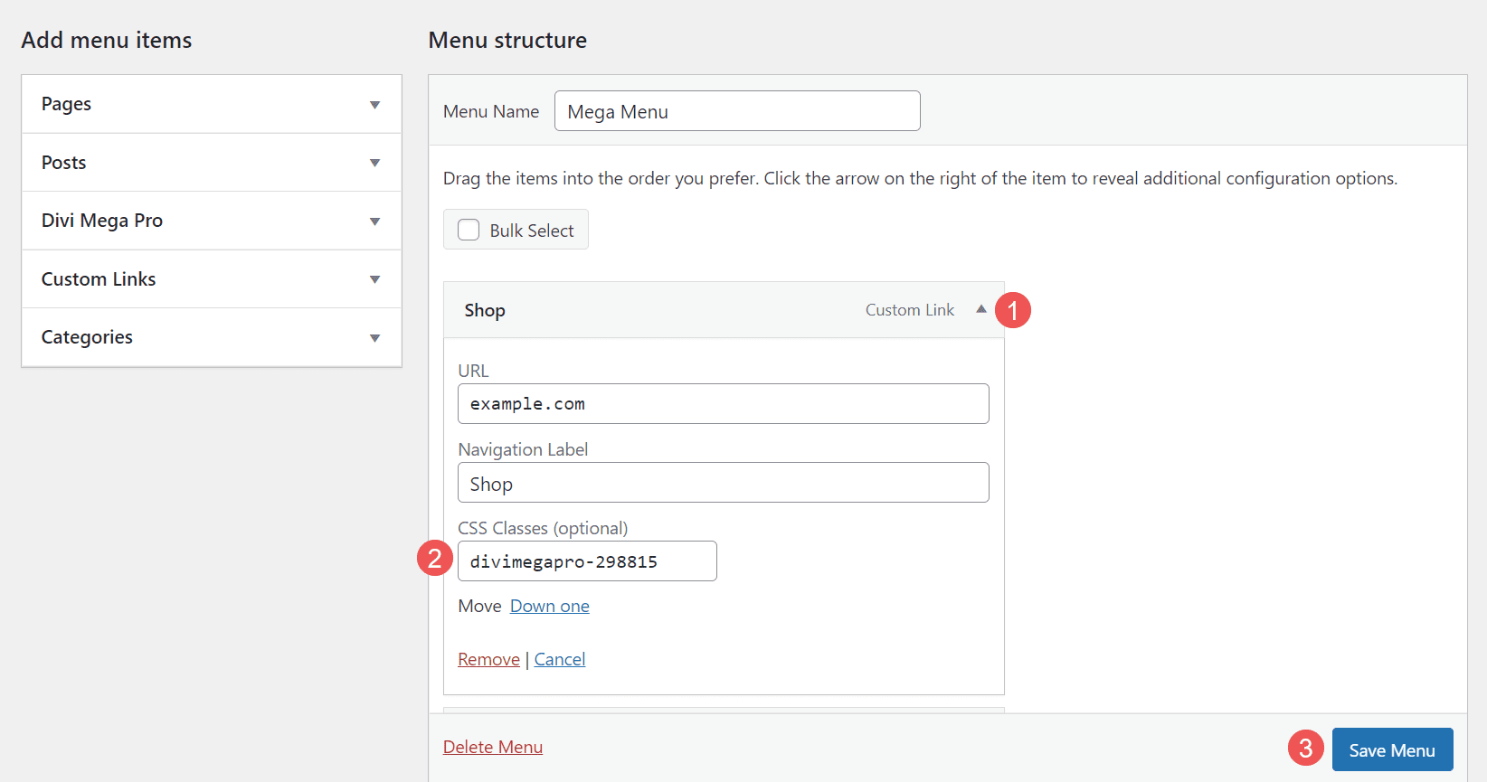 Adding the Mega Menu