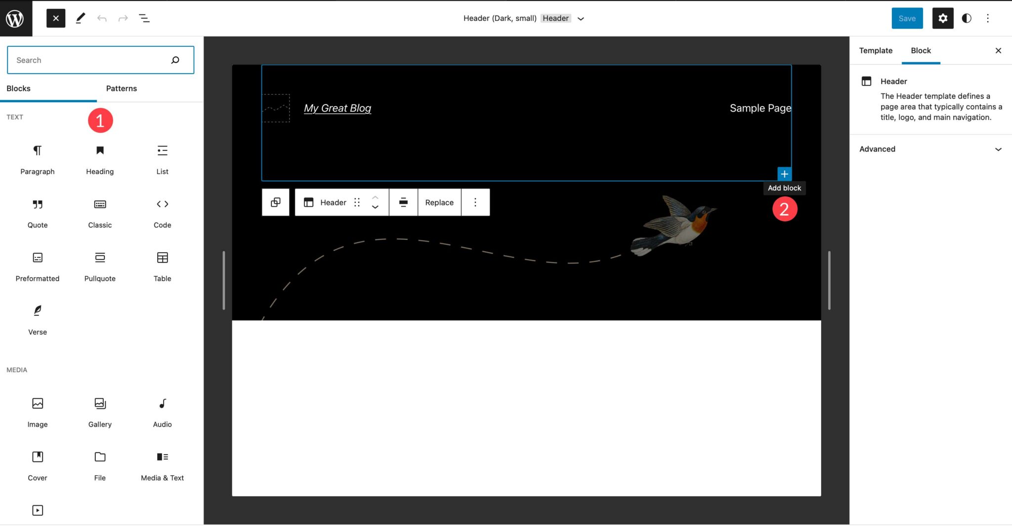 Customize template part