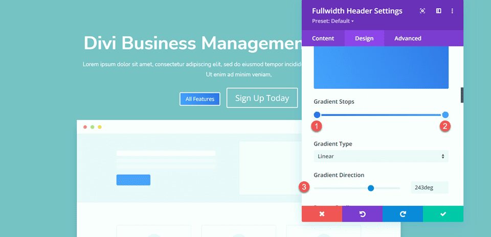 Divi Fullwidth Header Gradient Background Layout 3 Button Gradient