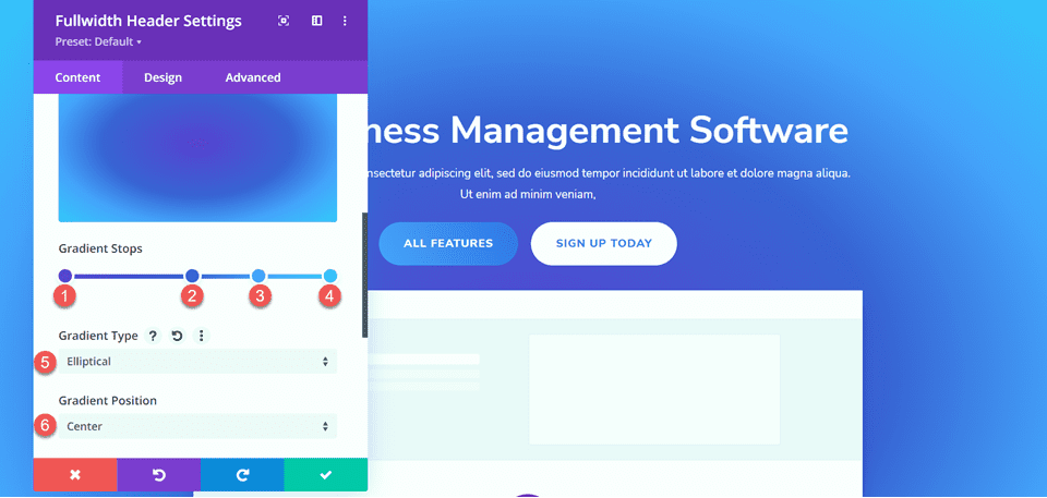 Divi Fullwidth Header Gradient Background Layout 3 Gradient Settings