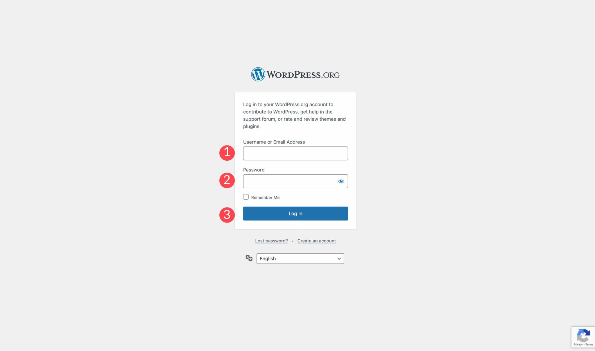 login to WordPress.org