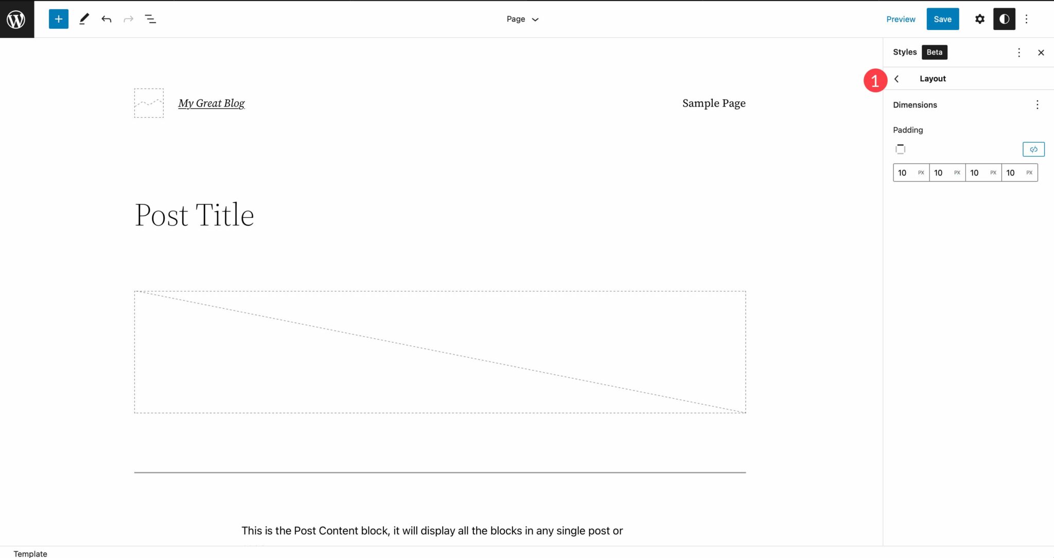 WordPress layout settings